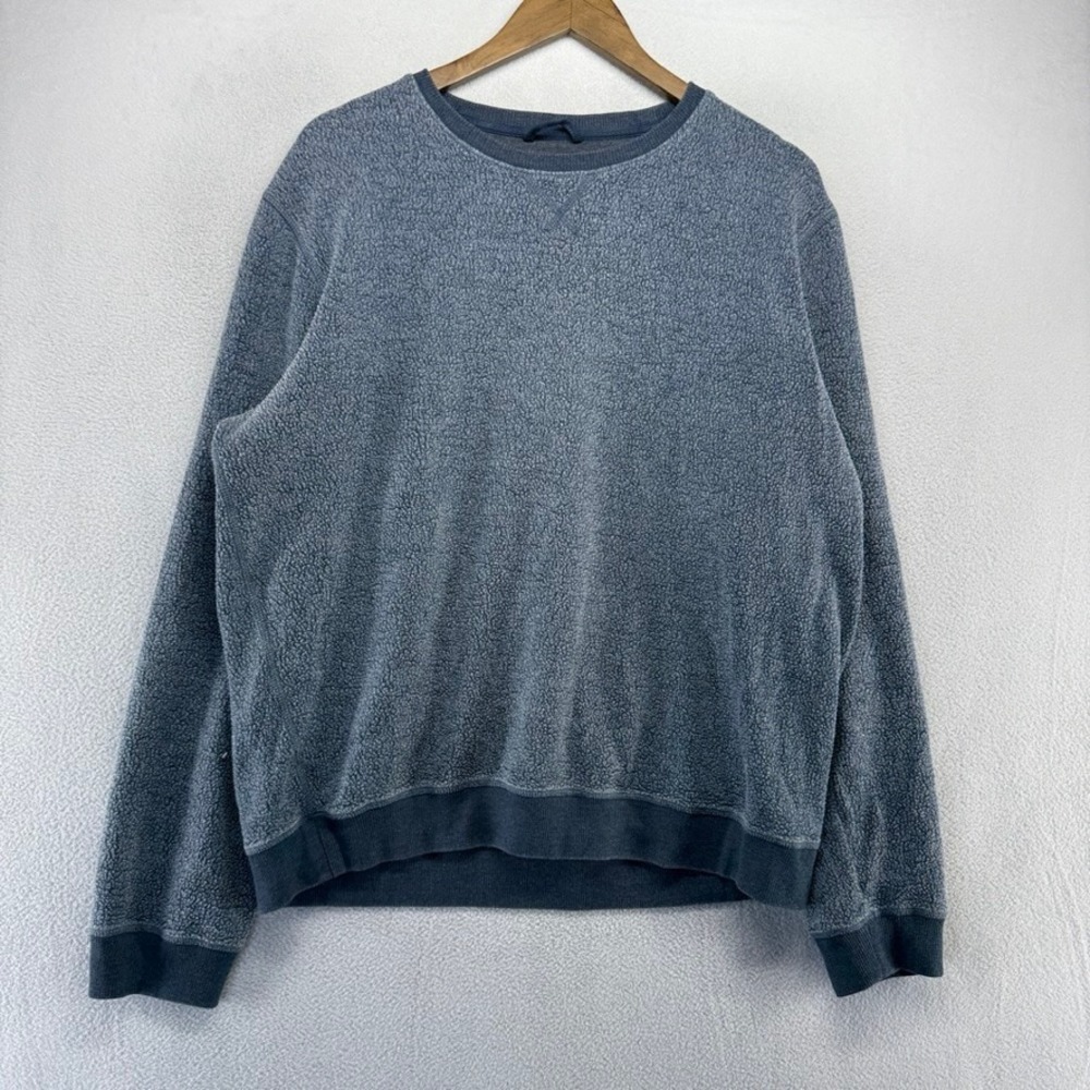 Marine Layer Sweatshirt Men's XL Blue Fleece Sherpa Crewneck Pullover Lounge